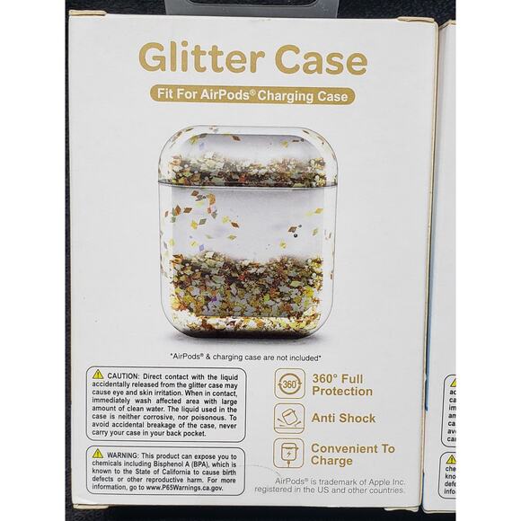Shake It Up AirPods Charging Casey Shakey Glitter Case Holder Gold Pink Blue 3p - Picture 4 of 10